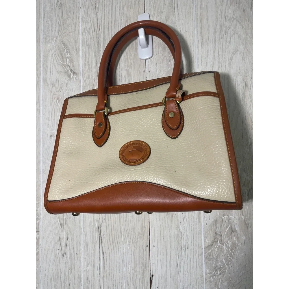 Dooney & Bourke Vintage Tan Pebble Leather Satchel Shoulder Bag VGC